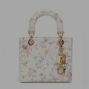 Aldo Floral Mini Bag in White with Gold Accents